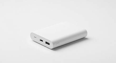 Chargeur portable blanc minimaliste eclairage doux studio. AI Generated