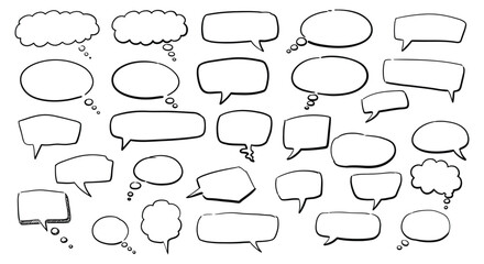 Fototapeta premium A collection of various blank speech bubbles and thought clouds