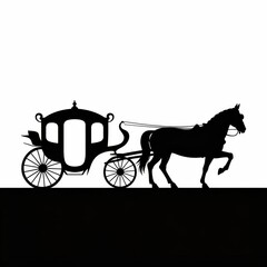 Horse drawn carriage silhouette transport black