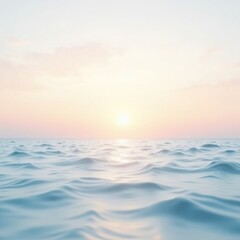 Fototapeta premium Serene Ocean Horizon at Sunrise with Soft Pastel Sky