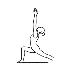 Fototapeta premium Minimalist Continuous Line Art of Woman Doing Yoga Lunge Pose