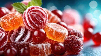 A delightful assortment of vibrant, sugary candies arranged beautifully, evoking feelings of nostalgia and joy, perfect for those with a sweet tooth and a love for treats.