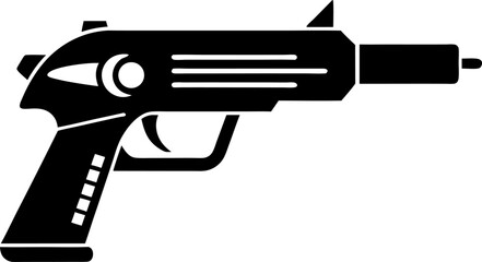 Retro Laser Gun Raygun Silhouette Vector Black