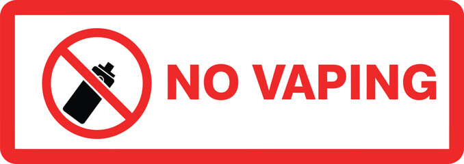 No vaping sign isolated on white background to prohibit the use of electronic cigarettes in a specific area, promoting health and safety