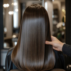 Fototapeta premium salon chair with her back hair view