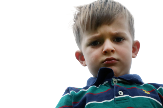 little boy looking down