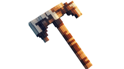 pixel illustration of a mining pickaxe on transparent background