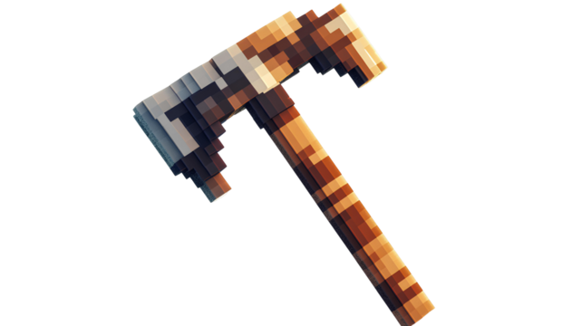 pixel illustration of a mining pickaxe on transparent background