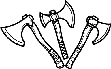 Viking Axes Black SVG Vector Outline
