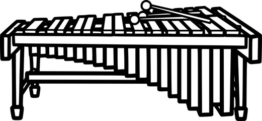 Vector Illustration of a Marimba - Black and White Outline Design
