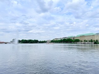 beautiful lake in the city center