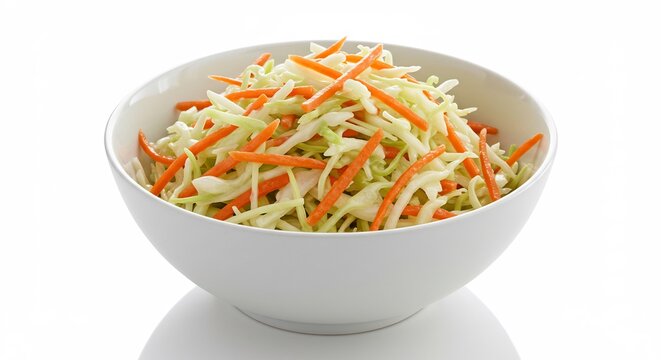 Salade chou carottes fraiche lumineuse bol blanc. AI Generated