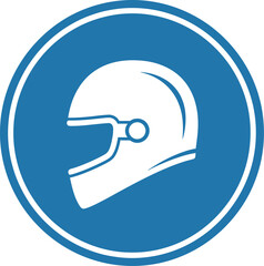 Blue wear helmet sign for safety and protection, mandatory requirement, isolated on white background