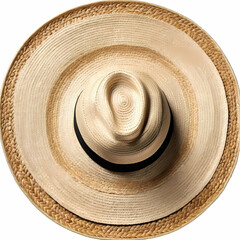 beach straw hat top view isolated  