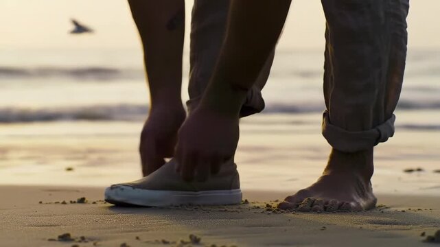 Beachside Shoe: Barefoot Serenity at Sunset
