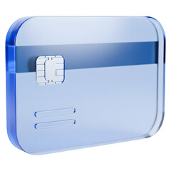 3D Render of Blue Glass Credit Card,Transparent Card design minimalist simple