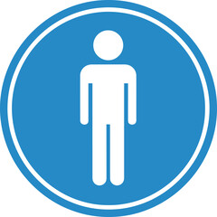 Man icon isolated on white background, a male symbol representing a person, user, or gender identity in a blue circle