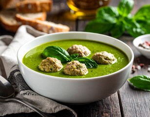 Zielona zupa z pulpetami cielęcymi