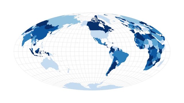 World Map. Aitoff projection. Loopable rotating map of the world. Appealing footage.
