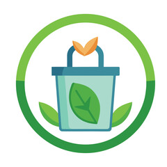 Green tea cup and teapot icon illustration for beverages and cafe design