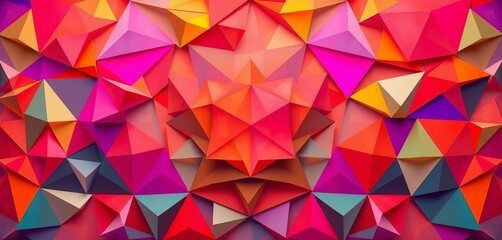 Fototapeta premium Intricate geometric shapes in vibrant hues create a dynamic, layered composition, surface, surrealism