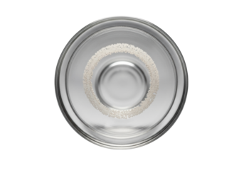 Delicate off-white textured mineral deposit ring marking a water line inside a clear glass vase, isolated on a transparent background, concept of subtle beauty in ordinary