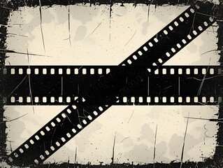 Vintage Film Strip with Dark Grunge Textured Background