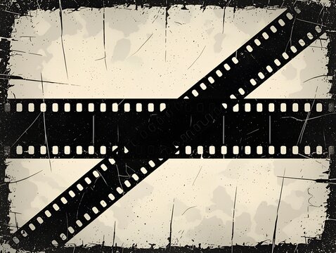 Vintage Film Strip with Dark Grunge Textured Background