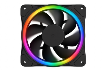 Rgb cooling fan spinning with transparent background