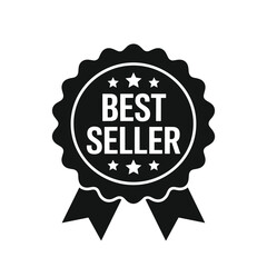 Black and white best seller award ribbon badge seal