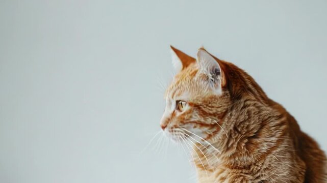 A domestic cat sits comfortably on top of a wooden table, its fur fluffed up and eyes alert