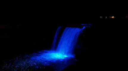 Glowing Bioluminescent Waterfall, Fantasy Landscape