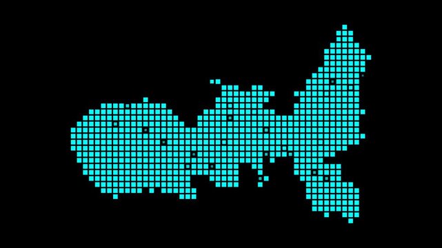 Elba digital map. Map of Elba in dotted style. Shape of the island filled with rectangles. Creative video.