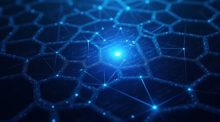 Obraz premium Abstract blue network of glowing connections and nodes