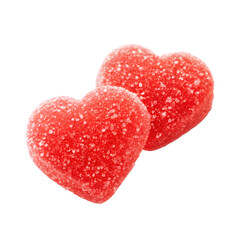 Obraz premium Two red heart shaped candies isolated on transparent background for valentines day