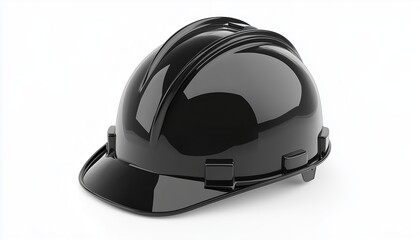 Fototapeta premium Black Construction Hard Hat - Protective Helmet For Construction Workers With Durable Hardhat Design And Comfortable Fit In Black Color.