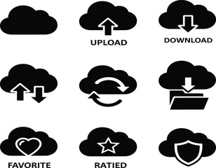Data Storage and Transfer Glyph Icons for Web and Apps