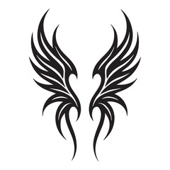 Fototapeta premium A powerful tribal eagle tattoo design, featuring a striking black and white vector silhouette with intricate wing and feather elements