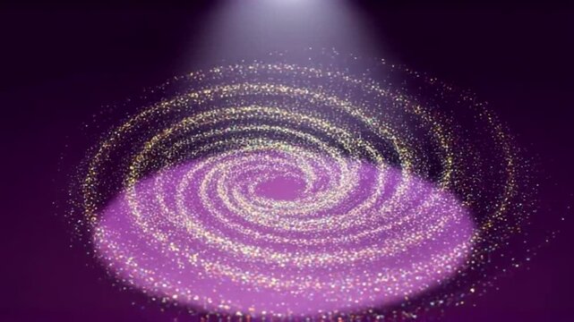 Abstract spiral of glittery particles forming a cosmic design