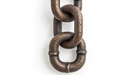 Obraz premium Rear close-up of chain mounting bracket on the top bar of the swing set, mechanical joints and bolts in sharp focus, professional lighting on white backdrop,