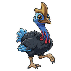 Cassowary cartoon character isolated on a white background