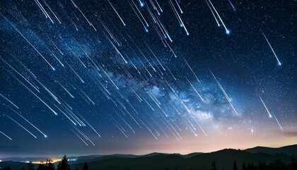 night sky with shooting stars cosmic event astronomy meteor shower background view