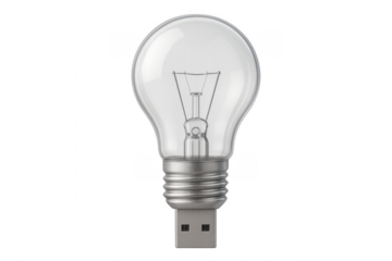 Light Bulb Connecting to USB Port, Transferring Knowledge and Innovation