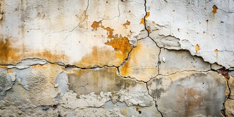 Naklejka premium Photo of close up of a weathered and cracked wall texture, showcasing the effects of time and the elements on the surface of an old building, creating a rustic and grunge background