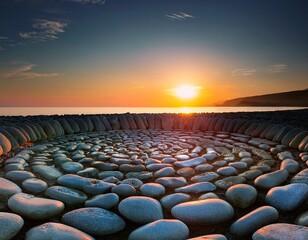Obraz premium serene circles of stone and gentle illumination
