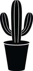 Potted cactus silhouette vector art illustration