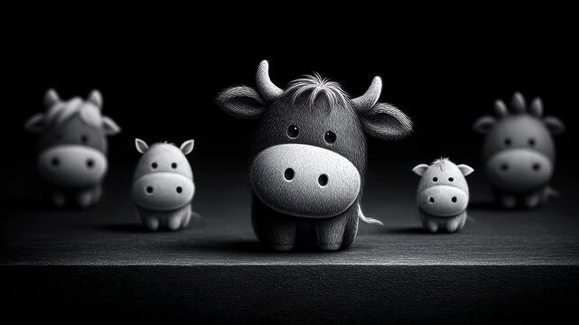 Cute Cartoon Cows Gathered Display