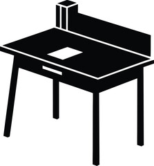 Study desk silhouette vector art illustration