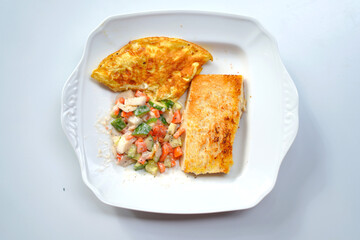 healthy foods plate on white background