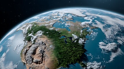 Fototapeta premium Stunning View of Earth from Space Featuring North America and Vast Landscapes